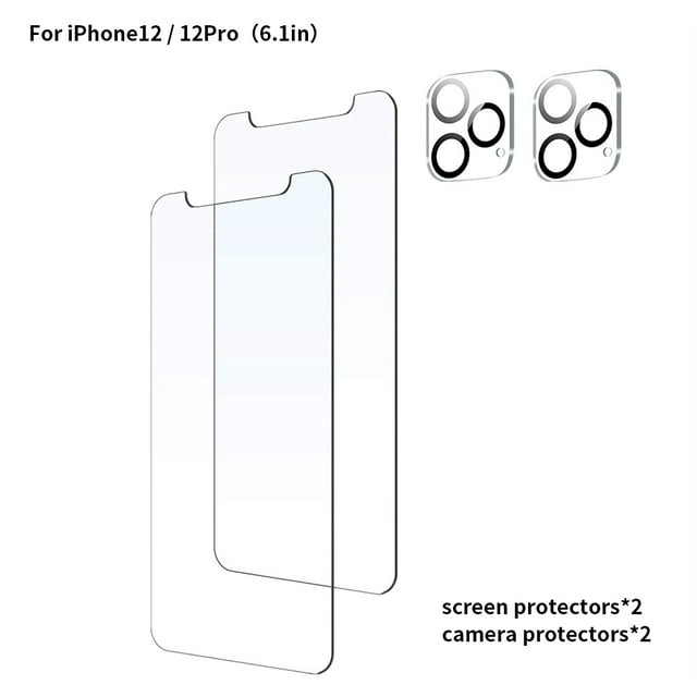 4pcs Phone Screen Protectors Tempered Glass Replacement for iPhone Replacement Phone Camera Films, Replacement for iPhone12/12Pro, 6.1 Inches