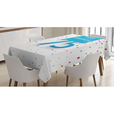 

Ambesonne Party Tablecloth Rectangular Table Cover Rain with Polka Dots 52 x70 Multicolor