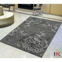 Handcraft Rugs - Grey, Silver, Black, Abstract Area Rug Modern Contemporary Flower-patterned Design