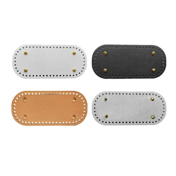 Almohadilla inferior para bolsas tejidas a mano, preperforada y endurecida, inserto para bolsas de mascotas, piezas para hacer bolsos, 52 agujeros Blanco Negro Marrón Plata