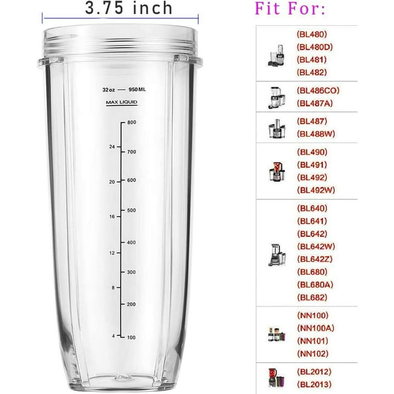 Replacement 24 oz Blender Cups with Sip & Seal Lids Compatible with Nutri Ninja Auto IQ BL450 BL456 BL480 BL482 BL642 BL682 BN751 Bn801 Foodi SS151