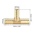 thumbnail image 2 of 10mm x 6mm x 10mm Brass Hose Reducer Barb Fitting Tee T-Shaped 3 Way Barbed Connector Air Water Fuel Gas 2 pcs. 12mm x 10mm x 12mm, 2 of 3