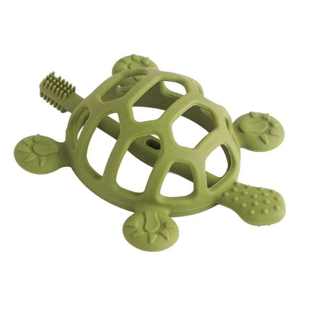 Brosse à Dents, Boucle de Conception Mignon Réglable Bébé Réduire l'Inconfort Facile à Saisir Silicone pour la Maison Vert Foncé