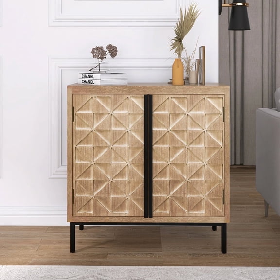Hand-Carved 2-Doors Accent Cabinet - Traditional Craftsmanship and Functionality Combined