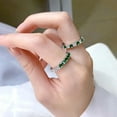 thumbnail image 2 of Radiant Round-Cut Lab-Created Emerald & Moissanite Full Eternity Wedding Band Ring in 925 Sterling Silver – Timeless Love, Sustainable Beauty, 2 of 5