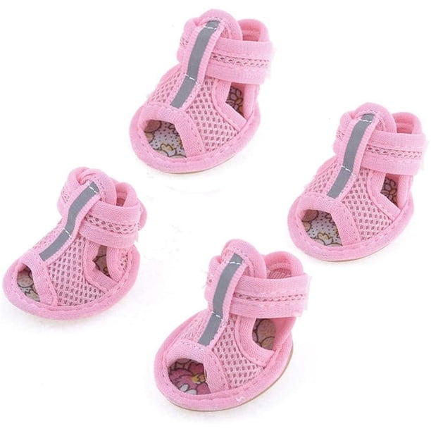 pares de botas para perros, calcetines para perros, calcetines antideslizantes para perros, zapatos para perros, botas grandes para perros, patas lesionadas, impermeables, color rosa, talla 1