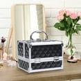 thumbnail image 2 of Pro Aluminum Makeup Train Case Jewelry Storage Box Cosmetic Organizer Black, 2 of 10