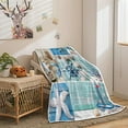 thumbnail image 5 of Coastal Ocean Beach Throw Blanket, Summer Blue Seashell Starfish Throw Blanket, Super Warm Cozy Microfiber Flannel Blanket for Couch Chair Sofa Bed Home Outdoor Beach Travel, 5 of 6