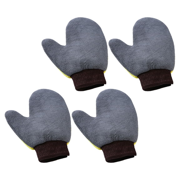 WORGEOUS Car Wash Mitt Coral Fleece 4Pcs Multi Car Cleaning
