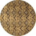 thumbnail image 1 of Ahgly Company Indoor Round Abstract Brown Modern Area Rugs, 3' Round, 1 of 4