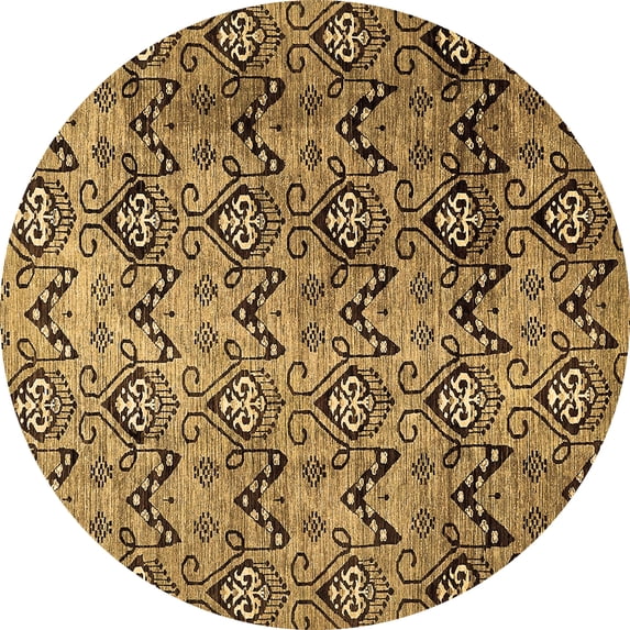 Ahgly Company Indoor Round Abstract Brown Modern Area Rugs, 3' Round