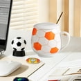 thumbnail image 6 of AYktou Ceramic Coffee Mugs with Lid and Mixing Spoon, 400Ml Football Shaped Coffee Cups Sports Coffee Mug Themed Gift Box Set, Comfortable Curved Handle Ceramic Mugs for Office and Home Use, 6 of 6