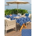 thumbnail image 5 of Outdoor Tablecloth with Umbrella Hole for Patio/Picnic/Party/Camping, Dark Blue Morocco Waterproof Table Cloth Rectangle Table Cover Washable, Ethnic Abstract Geometric Quatrefoil Grid (60"x 102"), 5 of 8