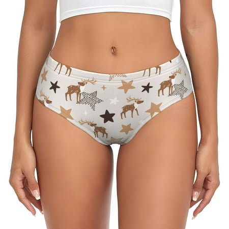 Womens Underwear - Cartoon Cute Deer Stars No Show Seamless Underwear for Women  Kawaii Soft Stretch Women s Panties  Hipster Ladies Panties Bikini Underwear Briefs
