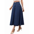 thumbnail image 3 of Women'S High Wasited A Line Long Maxi Jean Skirt Below Knee Length Flared Midi Denim Skirts S, 3 of 9