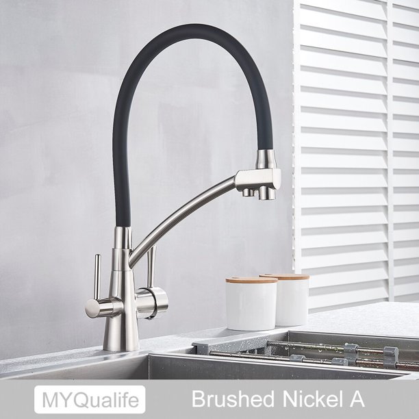 MYQualife-grifo para fregadero de cocina, mezclador de agua con filtro de agua pura, manijas duales, purificación, caliente y fría