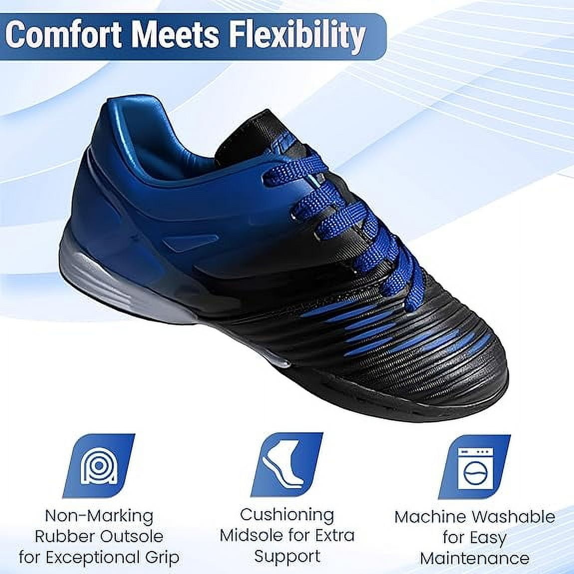 Vizari Liga Indoor Football Shoes for Kids | 100% Synthetic and Machine Washable Indoor Cleats with Rubber Sole | Durable and Comfortable for Boys and Girls | Ideal for Indoor Soccer and Futsal