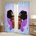 thumbnail image 2 of jejeloiu Cartoon Black Princess Black Out Curtains,Chic Wings Crown Curtains Pack of 2 (42x63 Each),Black Blue Purple Bedroom Curtains For Girls Kids,Ultra Soft Home Decor, 2 of 6