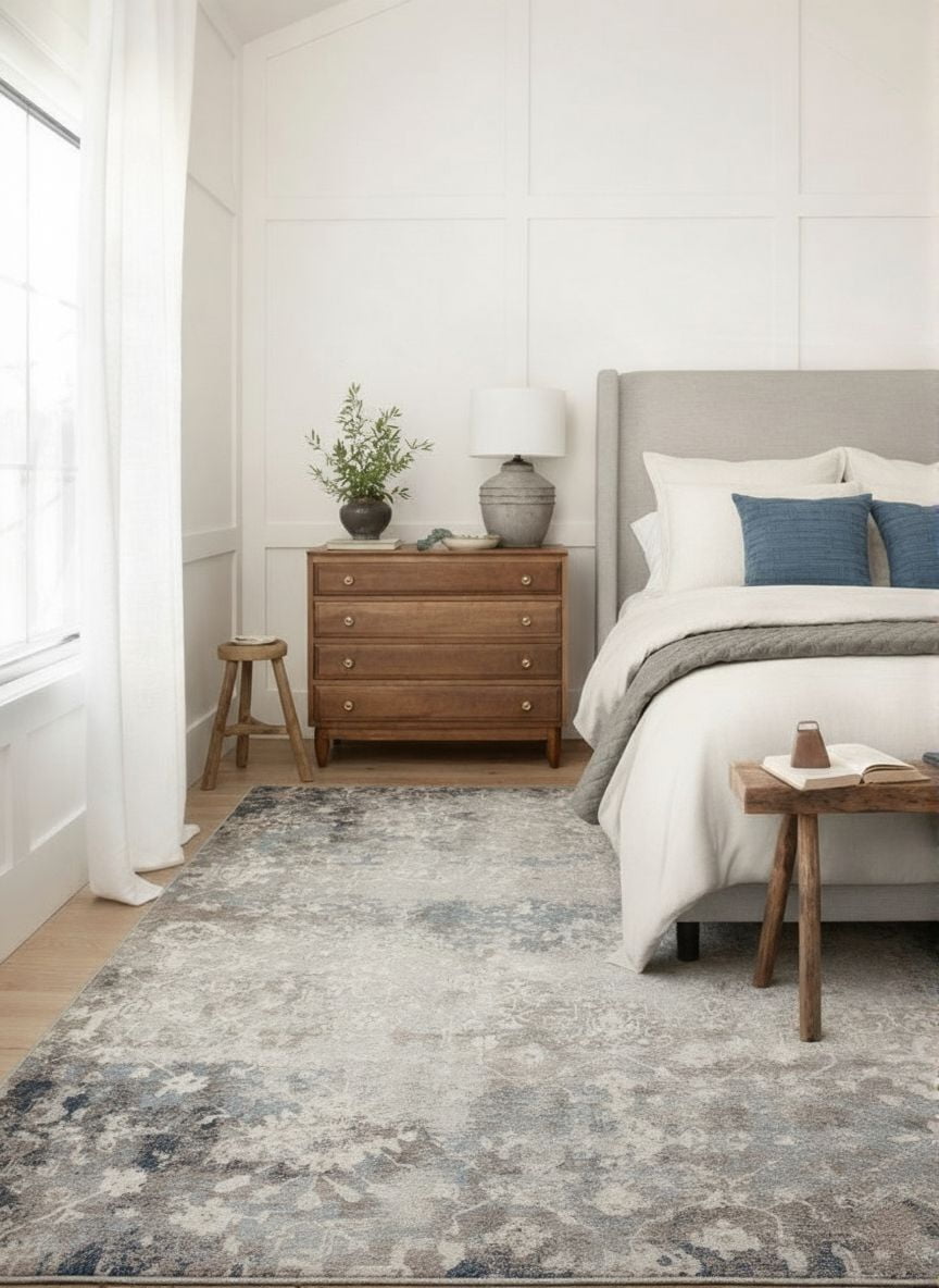 Tapis d'intérieur abstrait Branch Havana 2' x (taille exacte : 2'3" 2'), bleu marine, contemporain - Entrée, couloir, salle de bain et cuisine