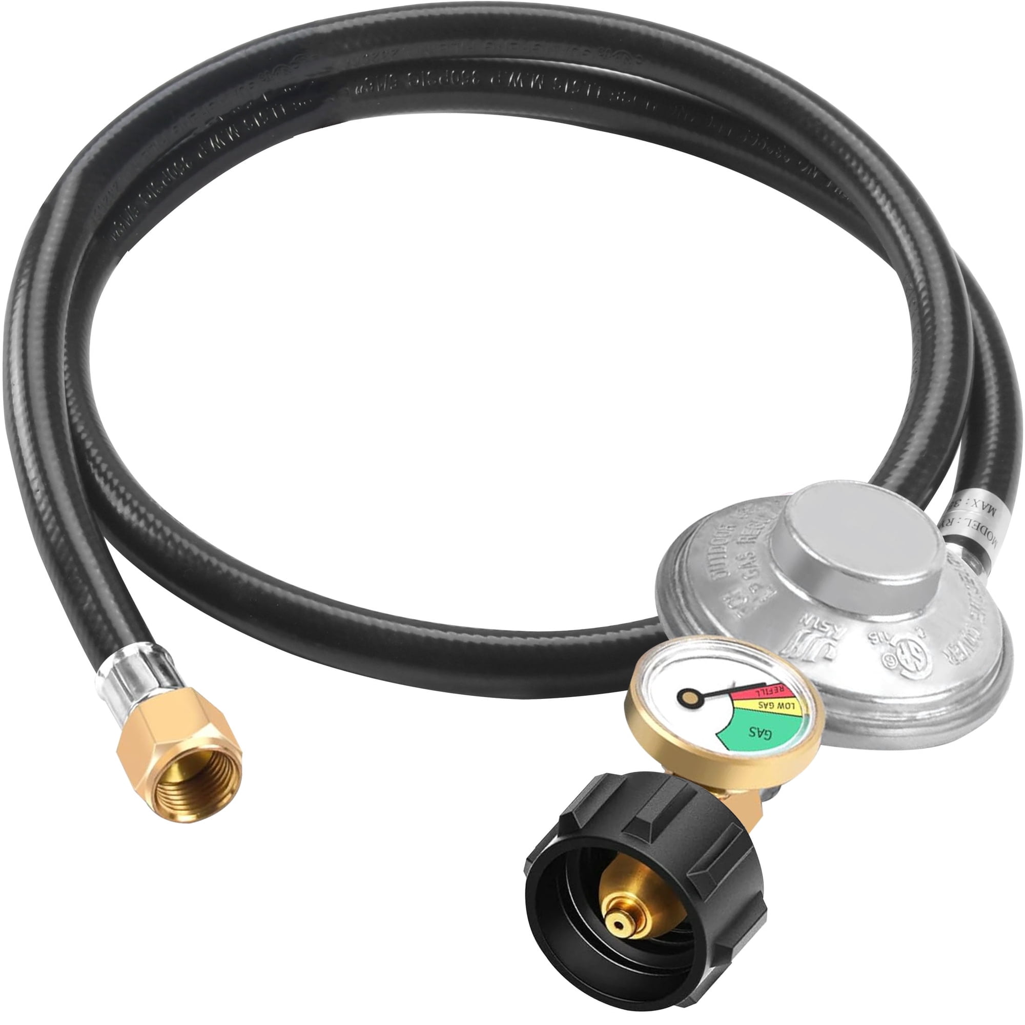 Uscover Universal Propane Regulator and Hose for Most LP Gas Grill, 3FT QCC1/Type1 Propane Hose Replacement Parts for Fire Pit Table, Nexgrill, Charbroil, Weber, Napoleon S85001, 3/8" Female Flare