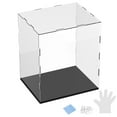 thumbnail image 1 of Caja de exhibición de acrílico de 1 paquete, 9.8x7.9x11.8 pulgadas/25x20x30cm Caja de exhibición clara de acrílico con base de madera negra [Negro, Transparente], 1 of 6