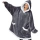 thumbnail image 1 of Sudadera con capucha para mujer, pijama de forro polar gris, 1 of 3