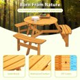 thumbnail image 3 of 6-Person Circular Outdoor Wooden Picnic Table for Patio, Backyard, Garden, DIY w/ 3 Built-in Benches, 500lb Capacity - Natural, 3 of 6