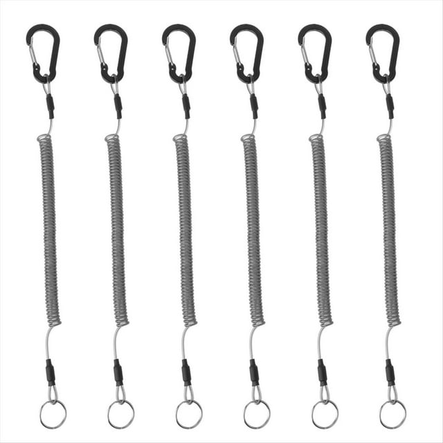 Cordón de Seguridad en Espiral, 6 Unidades, Cordón de Pesca Retráctil, Resistente, con Resorte y .