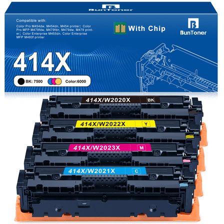 414X Toner Cartridges 4 Pack Compatible for HP 414X 414A W2020X for Color Pro MFP M479fdw M454dw M454dn M479 M454 Printer ( Black Cyan Magenta Yellow)