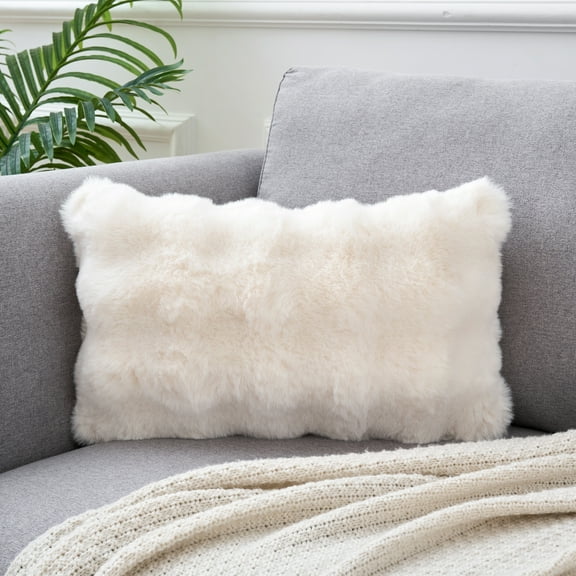 REGALWOVEN 1 Pc Faux Fur Cozy Decorative Throw Pillow Case Luxury Soft Modern Plush Pillowcase White 12" x 20"