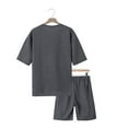 thumbnail image 4 of Fgnfyis Men's Casual Short Sleeve Round Neck Suit Set Comfortable Summer Spring Outfit for Daily Wear and Sports Activities Lightweight Breathable Fabric Summer Outfits For Men Dark Gray M, 4 of 9