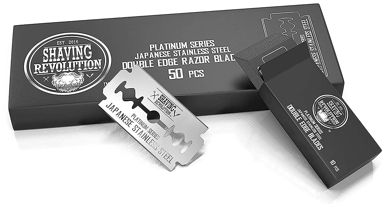 Viking Revolution Double Edge Razor Blades - Men's Safety Razor Blades for Shaving Japanese Steel 50 Count