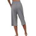 thumbnail image 4 of Fangasis Women Loungewear With Pocket Pants Solid Color Palazzo Pant Ladies Lounge Trousers Boho Beach Bottoms Grey S, 4 of 5