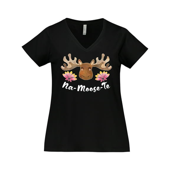 Inktastic Na-Moose-Te Cute Moose Greeting Women's Plus Size V-Neck T-Shirt