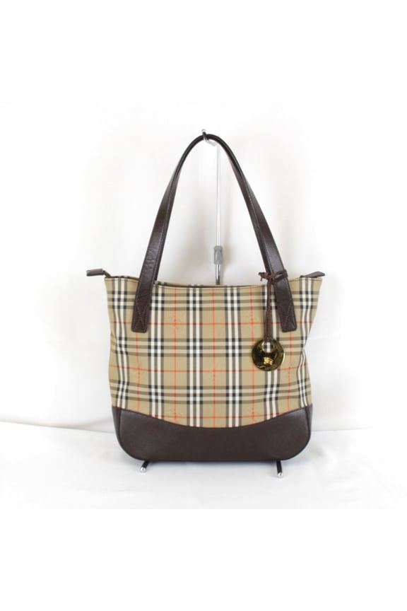 Pre-Owned BURBERRY Nova Check Shadow Horse Tote Bag, Canvas Leather, Beige, Women's