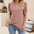 thumbnail image 4 of VBARHMQRT Summer Knit Tops for Women Women's Summer Blouses Fashion O Neck Elegant Office Shirt Casual Short Sleeve Blouse Tops Womens T Shirts Graphic Tees Funny Summer Clothes for Women Plus Size, 4 of 8
