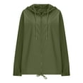 thumbnail image 4 of Dresfit Waterproof Windbreaker Jacket Women Lightweight Zip Up Raincoat with Hood Full Zip Warm Cycling Sweatshirts Hooded Sun Protection Windbreaker for Ladies Army Green L, 4 of 4