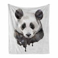 thumbnail image 1 of Animal Soft Flannel Fleece Throw Blanket, Watercolor Panda Bear Wildlife Zoo Theme Artwork Image, Cozy Plush for Indoor and Outdoor Use, 50" x 60", Beige White and Black, by Ambesonne, 1 of 6