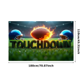 thumbnail image 3 of Football Themed Background Banner with Flaming Football Helmets and Touchdown Text, for Sports Parties Tailgating Events Fan Gatherings Decorations Backdrops, 3 of 4