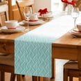 thumbnail image 5 of Modern Teal Green Table Runner 90 Inches, Abstract Ombre Geometric Morocco Bed Runner Dresser Scarves Tabletop for Indoor Outdoor Parties/Ceremony/Banquet, 13" x 90", 5 of 9