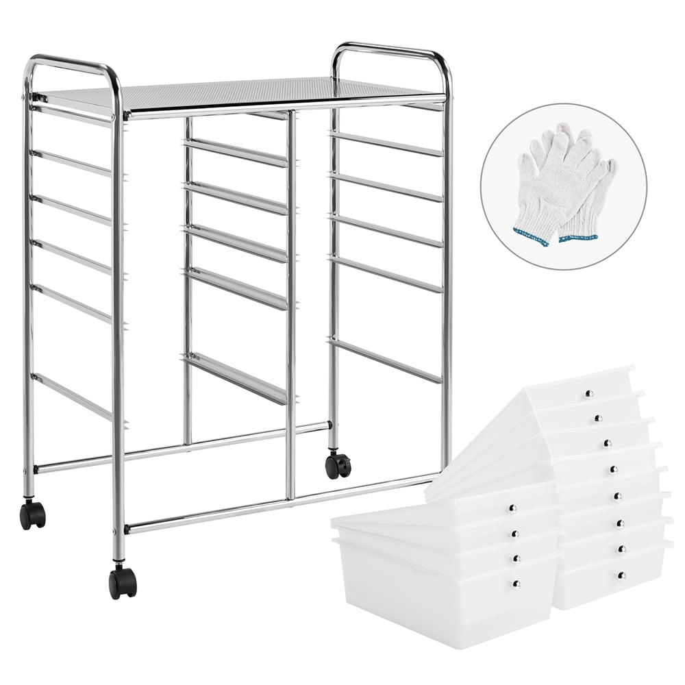 Alden Design 12 Drawer Rolling Storage Cart Organizer with Lockable Wheels, White