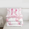 thumbnail image 5 of Erosebridal Girls Bowknot Personalized Queen Comforter Set,Pink Alphabet R Print Bedding Comforter Set For Kids,Reversible pink,3 Pieces, 5 of 7