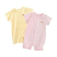thumbnail image 2 of Delliss 2pcs Baby Boys Girls Round Neck Romper Solid Color Short Sleeve Bodysuit Unisex Infant Summer Clothes, 2 of 9