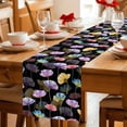thumbnail image 5 of Spring Flowers Table Runner - 70 Inch Long Watercolor Floral Vintage Black Cotton and Linen Blended Dress Scarves Farmhouse Table Runner for Kitchen Dining, Coffee Table, 13" x 70", 5 of 8