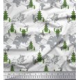 thumbnail image 1 of Soimoi Green Rayon Crepe Fabric Tree & World Map Fabric Prints By Yard 46 Inch Wide, 1 of 3