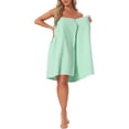 thumbnail image 2 of INSPIRE CHIC Women's Waffle Spa Wrap & Hair Towel Dress Body Wrap Robes Snap Closure Towelling Gym Shower Bathrobe One Size Green, 2 of 6