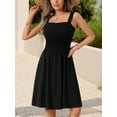 thumbnail image 4 of Women's 2025 New Summer Casual Square Neck Dress with Pocket Cute Sleeveless High Waist A-line Sundress Midi Dresses, 4 of 12