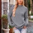 thumbnail image 6 of Lovskoo Sweaters for Women Turtleneck Trendy Casual Solid Knit Loose High Neck Long Sleeve Hollow Out Sweater Gray, 6 of 7