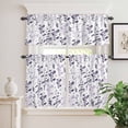 thumbnail image 2 of 3 Piece Kitchen Curtains and Valances Set Purple Grey Botanical Cafe Curtains 36 Inch Length Watercolor Spring Floral Summer Leaf Valance & Tier Curtain for Living Room Bedroom 54"x18"+27"x36"*2, 2 of 6