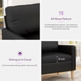 thumbnail image 5 of LAZZO 66" Black Faux Leather 2-Seater Loveseat Sofa with USB Charging, Mid-Century Modern Tufted Comfy Cloud Couch for Small Spaces, Living Room Bedroom Office Apartment, 5 of 8